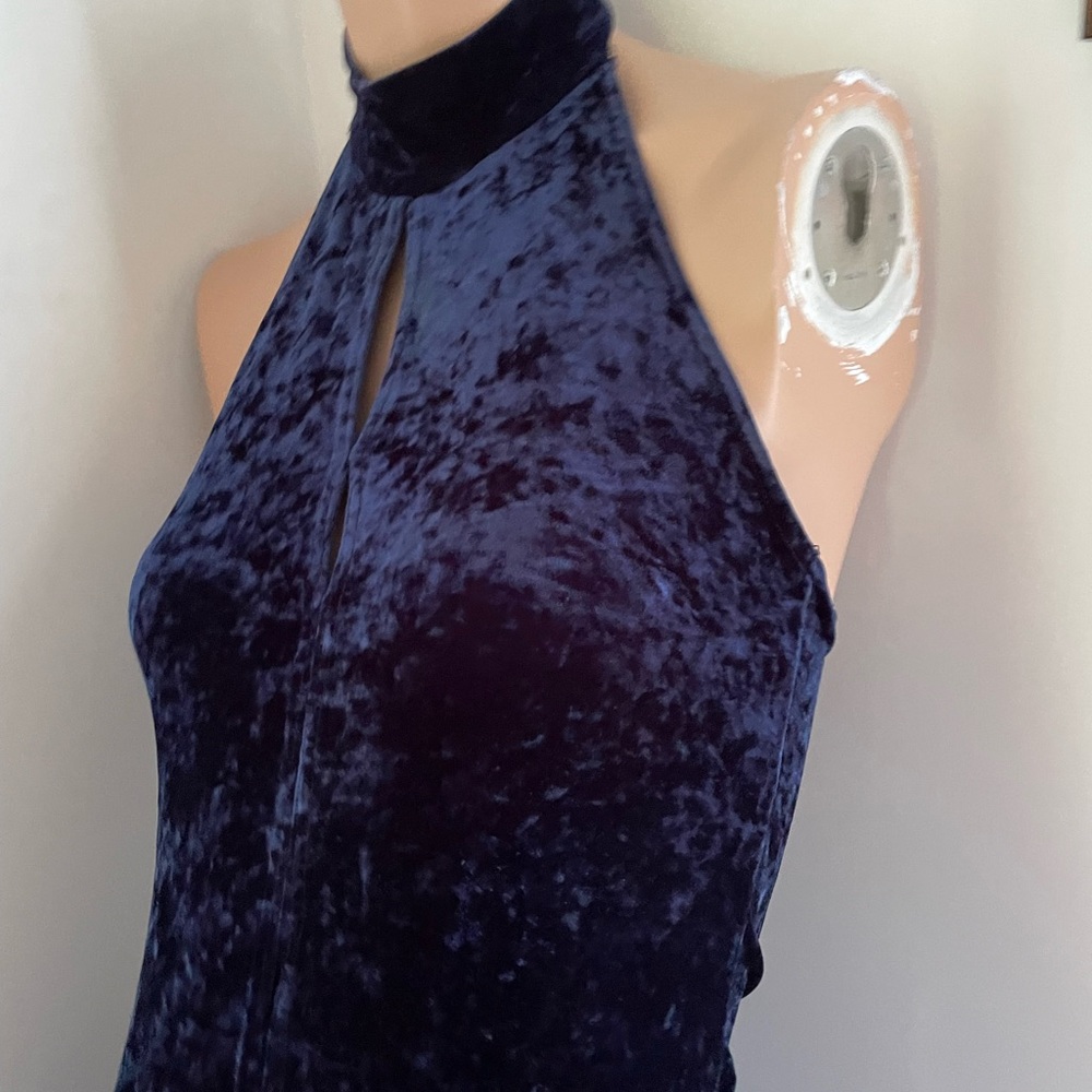 Crushed velvet!! 🪩 S M Vintage stretch bodycon maxi backless high neck … - Picture 3 of 10